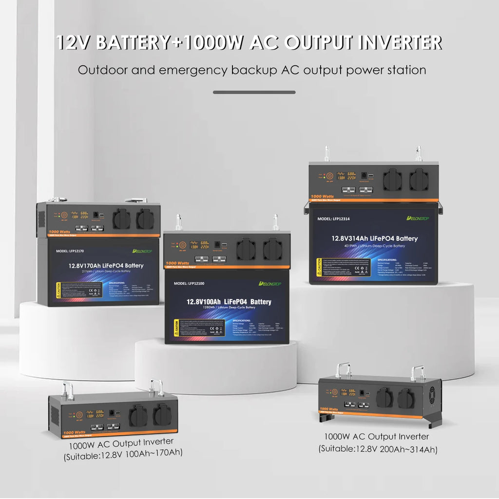 Solar Panel AC DC Charging Power Bank 220V 1000W Lithium LiFePO4 Battery Power Station Built 200AH 230AH 280AH 314AH 12V Battery