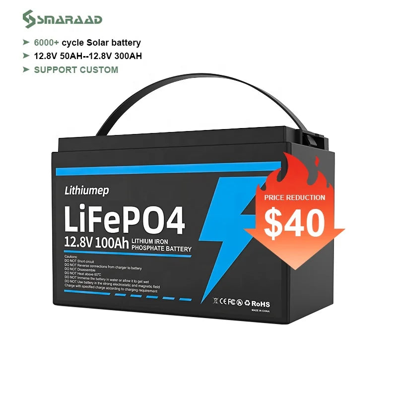 Smaraad Lithium Ion Batteries  Lifepo4 Battery 12.8v 300ah(3840wh) Power Backup for Home