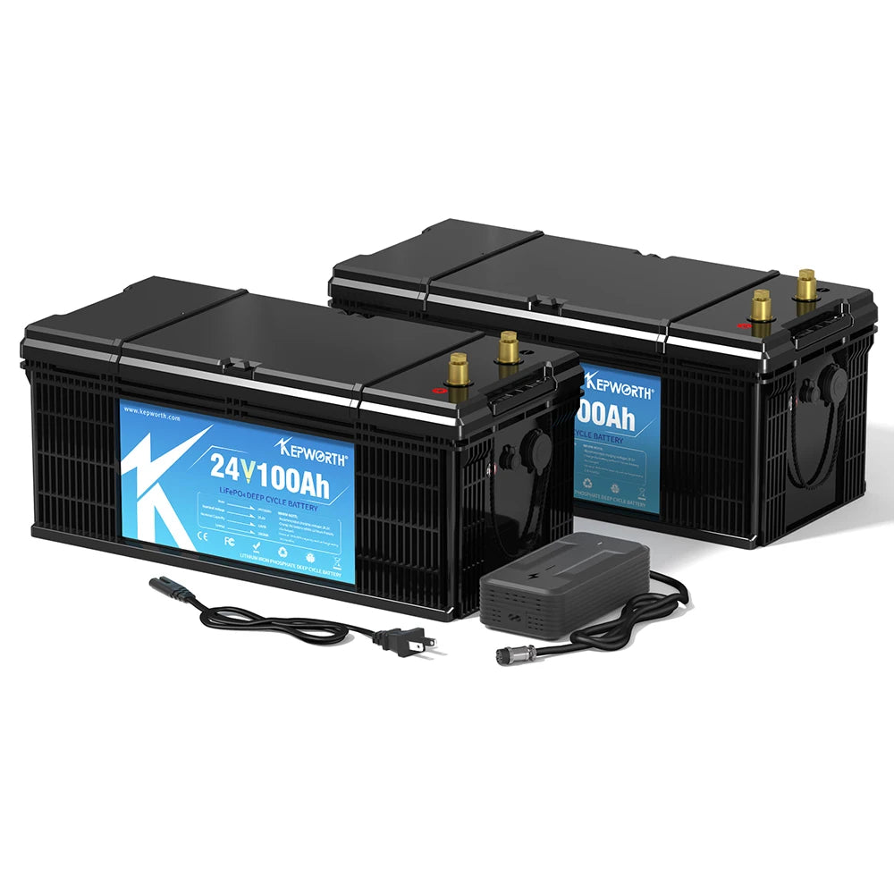 Kepworth 24V 100Ah Rechargeable Lifepo4  Lithium Battery with BMS 25.6V 100Ah Solar Storage Battery+Charger PRIME RJ SOLAR PH