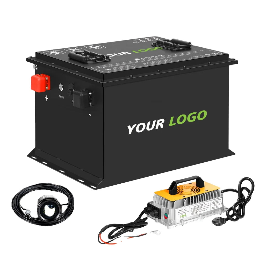 US Stock 72V 76.8V 105Ah Lithium Golf Cart Battery 200Amp BMS 6000+ Cycles Max Output 18.4KW Charger 15A ,LCD & Mobile APP