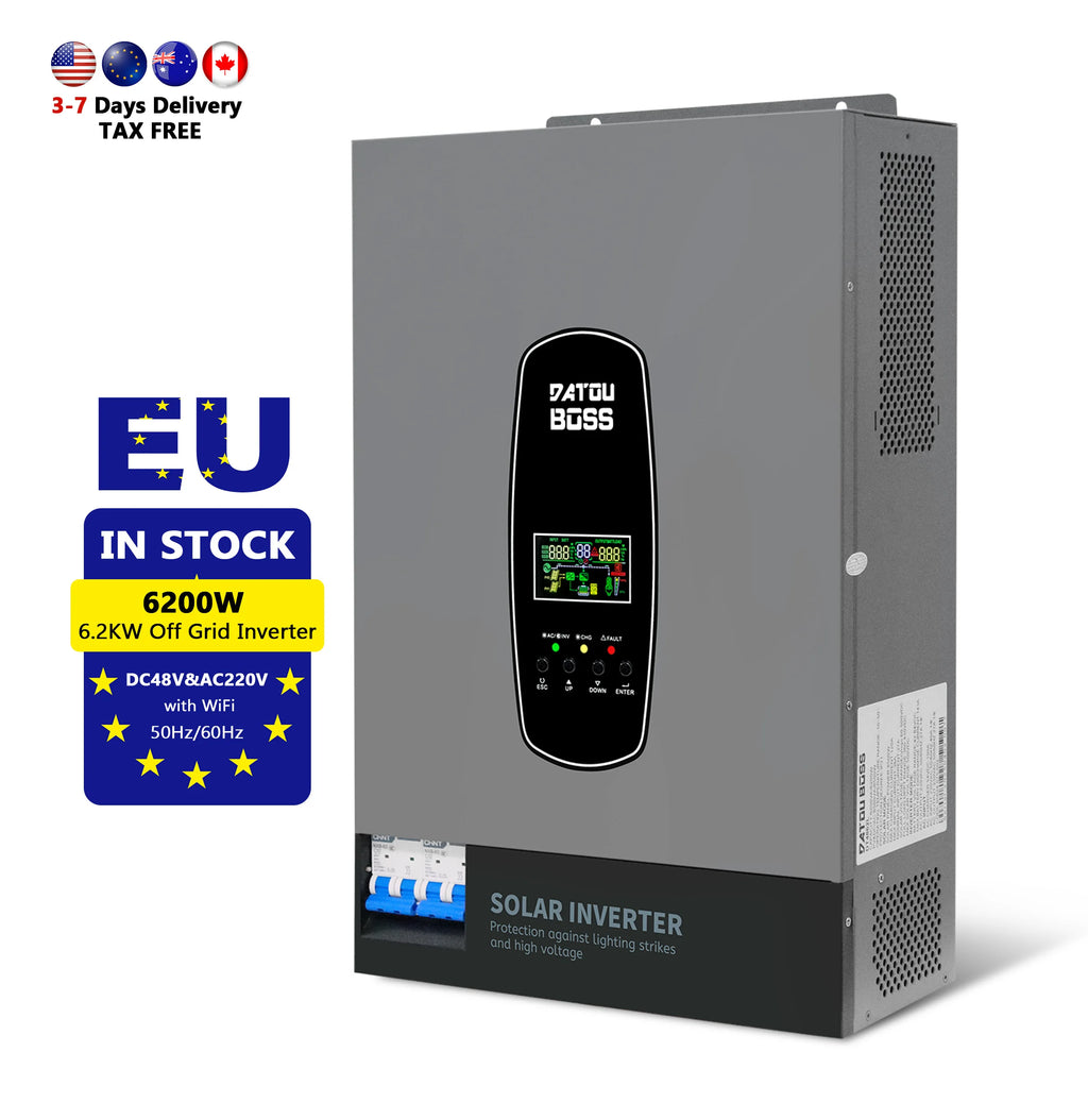 EU USA Stock 48v 6.2kw Single Phase Solar Hybrid Inverter Off Grid 48V 6.5kw Hybrid Solar Inverter withWIFi MPPT 120vac 50/60hz