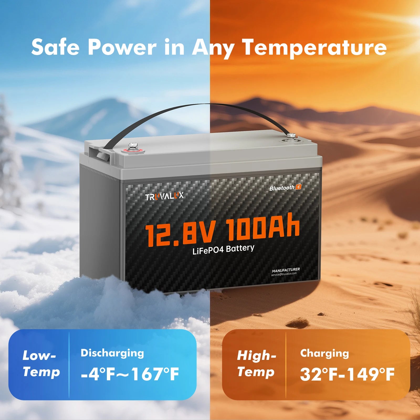 12V100Ah Group31 LiFePO4 Bluetooth Lithium Battery for RV Trailer Trolling Motor Marine Solar Off-Grid System Home Backup Energy PRIME RJ SOLAR PH