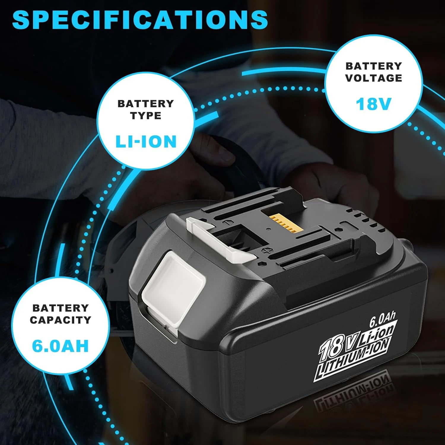6.0Ah Lithium Ion Replacement Battery Pack for 18v Mak Itas Battery BL1830 BL1850 BL1860 Power Drill Combo Kit