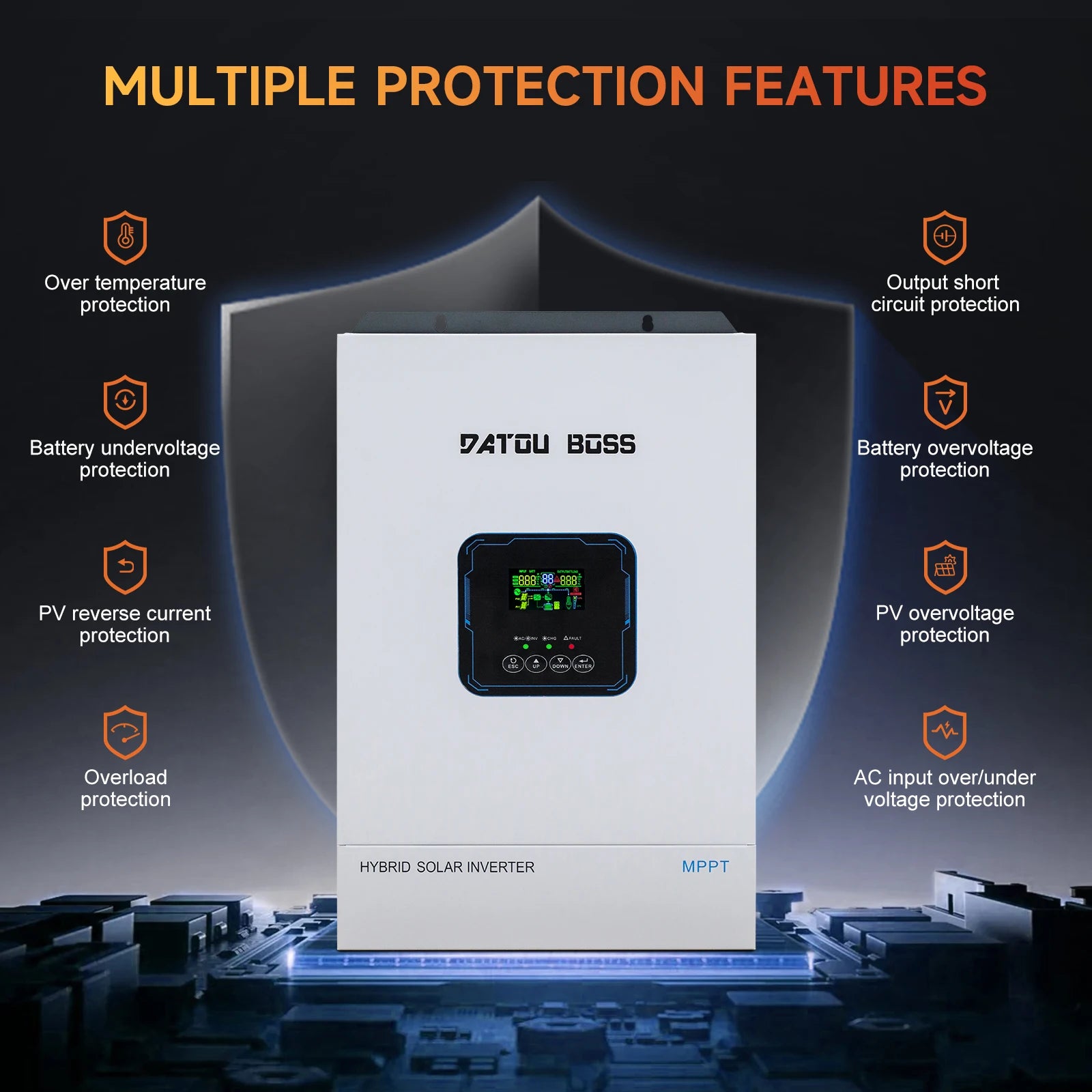 DATOU BOSS DT4855U 5.5kW Hybrid Solar Inverter 48V 5kVA Off-Grid Pure Sine Wave MPPT Home CE RoHS 1-Year Warranty