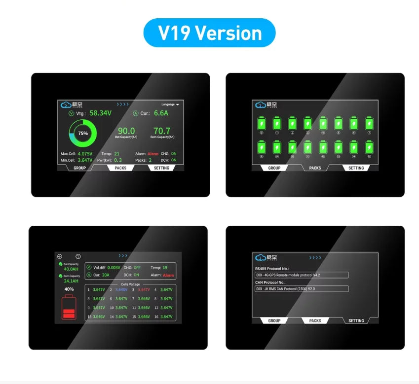 JIKONG JKBMS V19 BMS 4.3 Inch Touch Screen LCD Display  for Energy Storage JIKONG Accessories