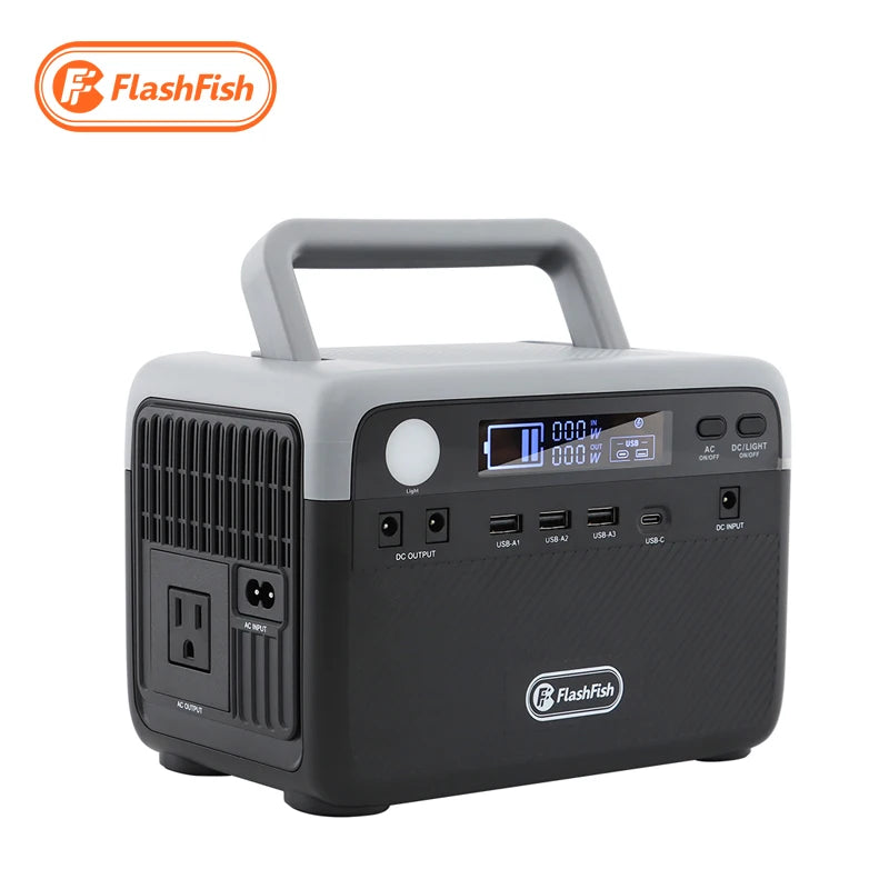 Flashfish LiFePO4 Power Supply Energy Storage Outdoor Power Bank Station Back up Portable Solar Panel Generator