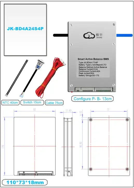 JK Smart BMS 100A 4S-8S 2A Active Balancer 200A B2A8S20P Smart Battery Management System