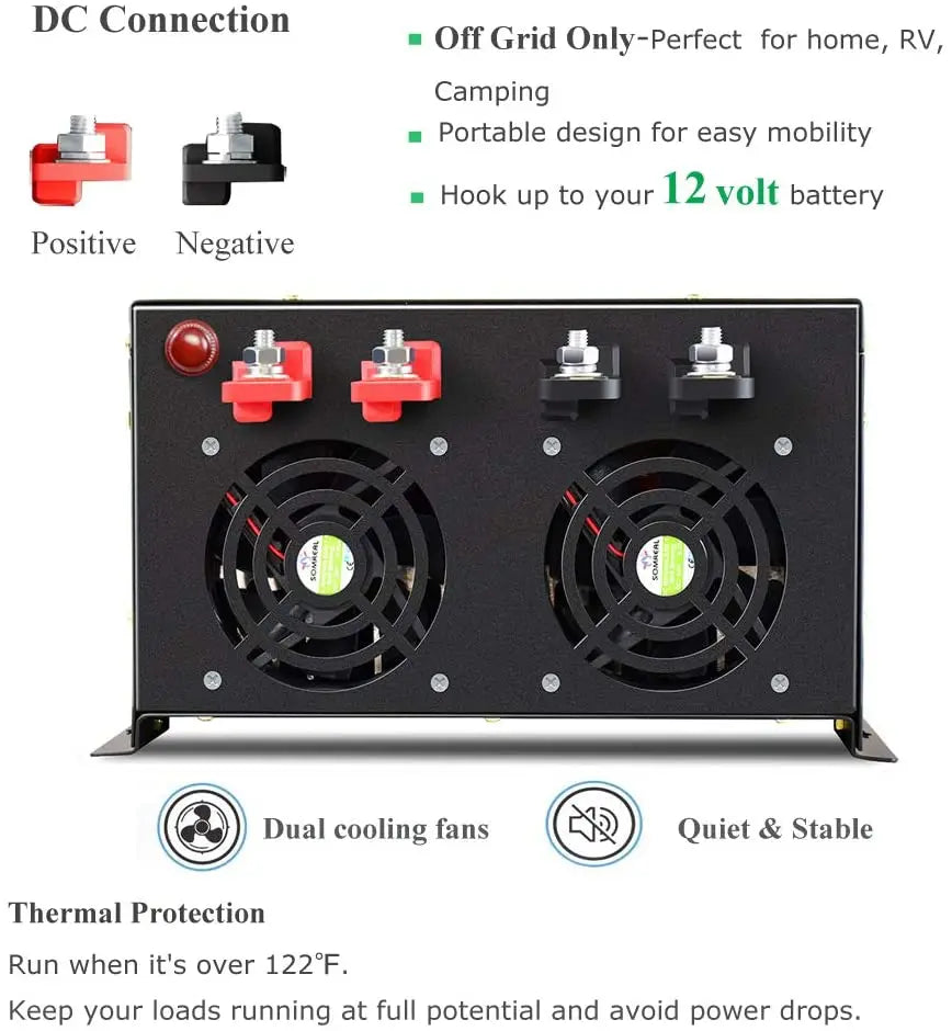 Pure Sine Wave Solar Inverter 12V 220V 10KW Off Grid PV 24V/36V/48V/60V/72V/96V/110V DC to 120V/230V AC Converter Wired Control PRIME RJ SOLAR PH