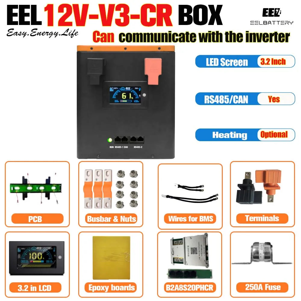 EU Stock 12V 12V 280Ah LiFePo4 Energy Storage Battery Residential Solar Energy Storage Lithium Battery Emergency Power Batteries PRIME RJ SOLAR PH