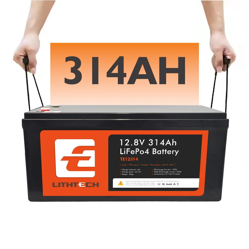 200A BMS 314Ah 12.8V LiFePO4 Battery Backup 12V Lithium Iron Phosphate Energy Storage Battery 8000+ Times Lifepo4 Custom Battery