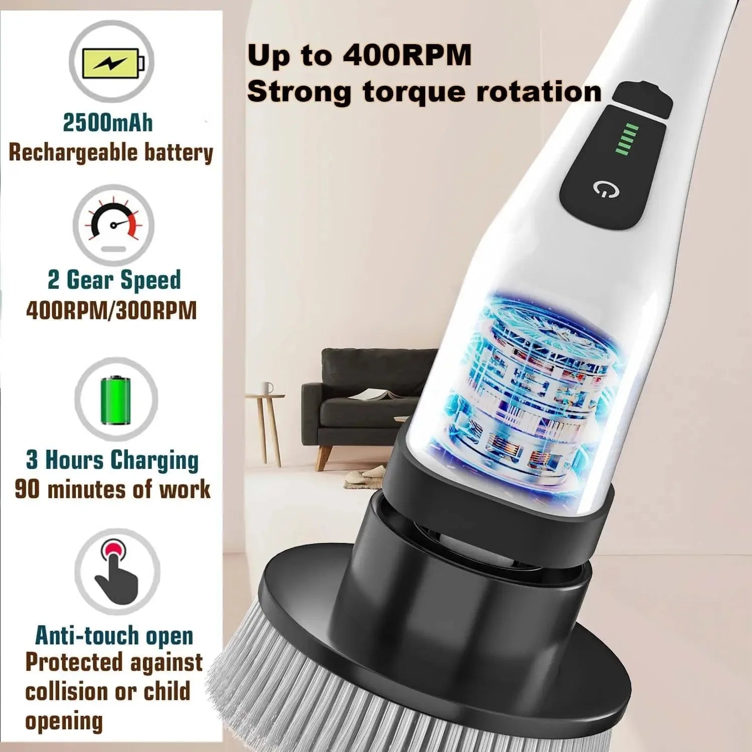Household Cordless Spin Scrubber Kitchen Gadgets Hair Brushes Bathroom Broom Toilet Mops Electric Multipurpose Cleaning Brush PRIME RJ SOLAR PH