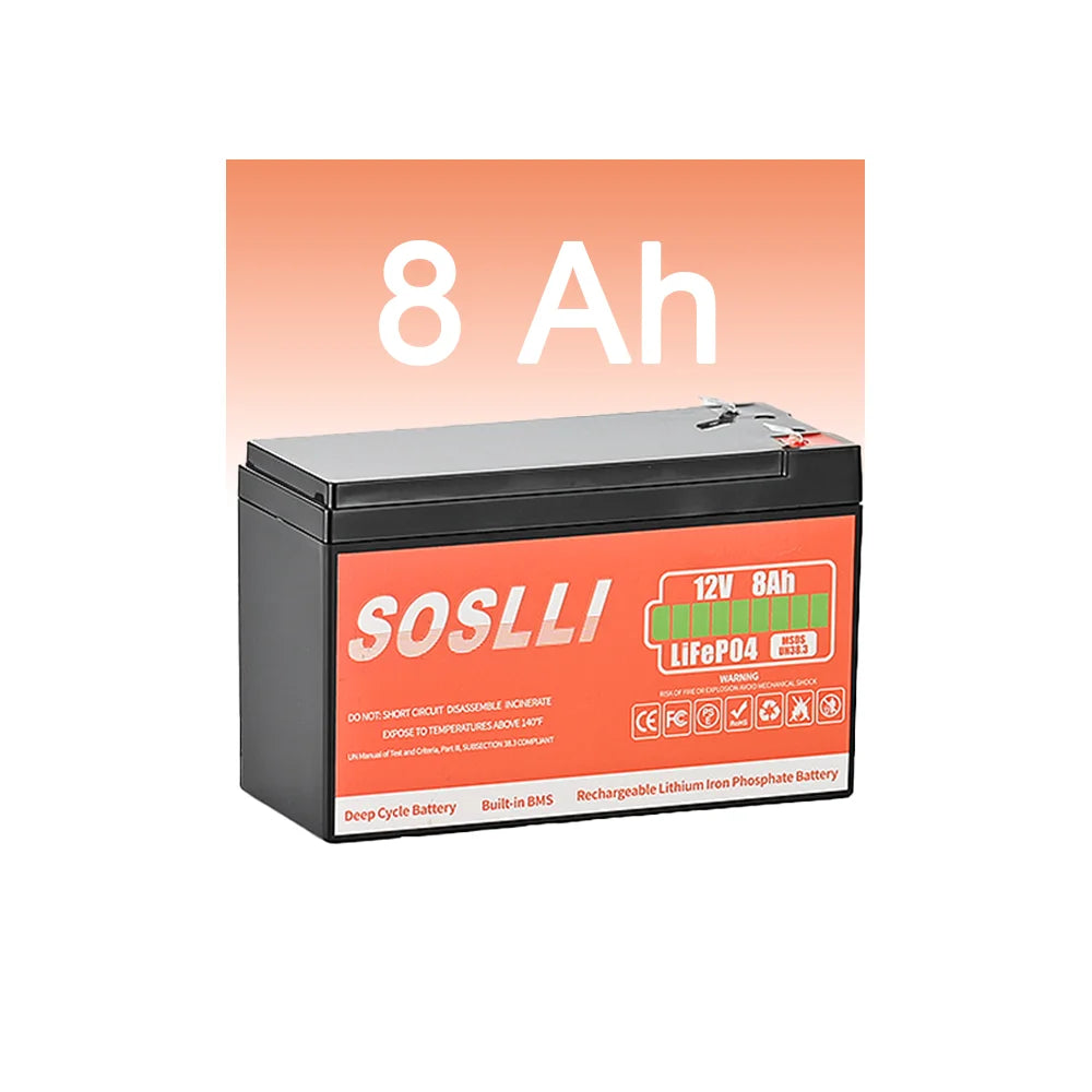 High-Efficiency SOSLLI 12.8V 8Ah Lithium Battery 102.4Wh for Portable Camping Fridge Small Cooler Energy Storage PRIME RJ SOLAR PH