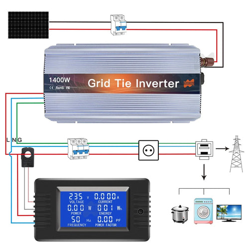 1400W On Grid Tie Inverter MPPT Solar Inverter 18V 36V DC Pure Sine Wave Converter AC 110V 220V  For 36 60 72 Cells PV