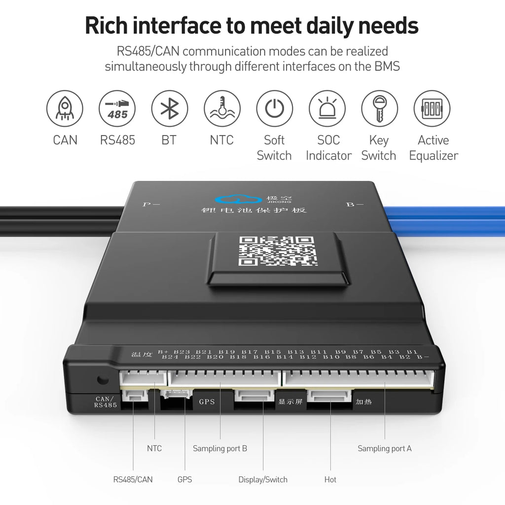JKBMS JK-B6A24S20PCR 200A JIKONG Active Balance Power PCBA BMS Lifepo4 Battery RS485 CAN BT 8S 24V 16 48V Inverter Energy