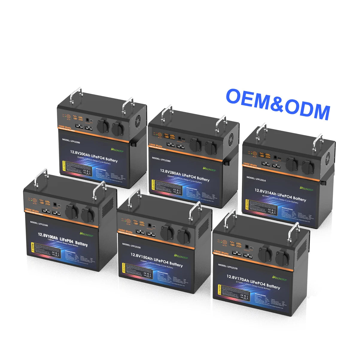 Solar Panel AC DC Charging Power Bank 220V 1000W Lithium LiFePO4 Battery Power Station Built 200AH 230AH 280AH 314AH 12V Battery PRIME RJ SOLAR PH