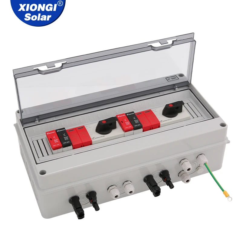 XIONGISOLAR PV Array Combiner Box 2 Strings DC 1000V 2 in 2 Out IP65 Protection Solar Panel PV Combiner Box Waterproof