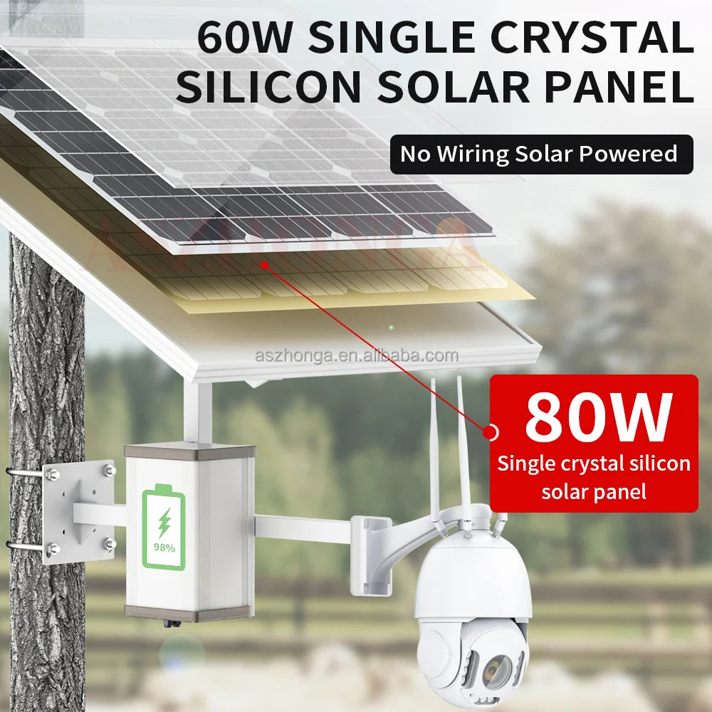80W 40AH Battery Solar Panel HD 5MP 30X ZOOM Security IP Camera Wireless 3G 4G SIM Card Outdoor PTZ CCTV Surveillance Cam CamHi