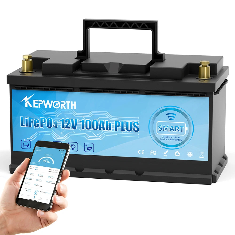 Tax Free EU Stock Kepworth Lifepo4 Lithium Ion Batteries 12V/12.8v 200Ah 50Ah 100Ah 120Ah 135Ah 180Ah 300AH Solar Battery Pack