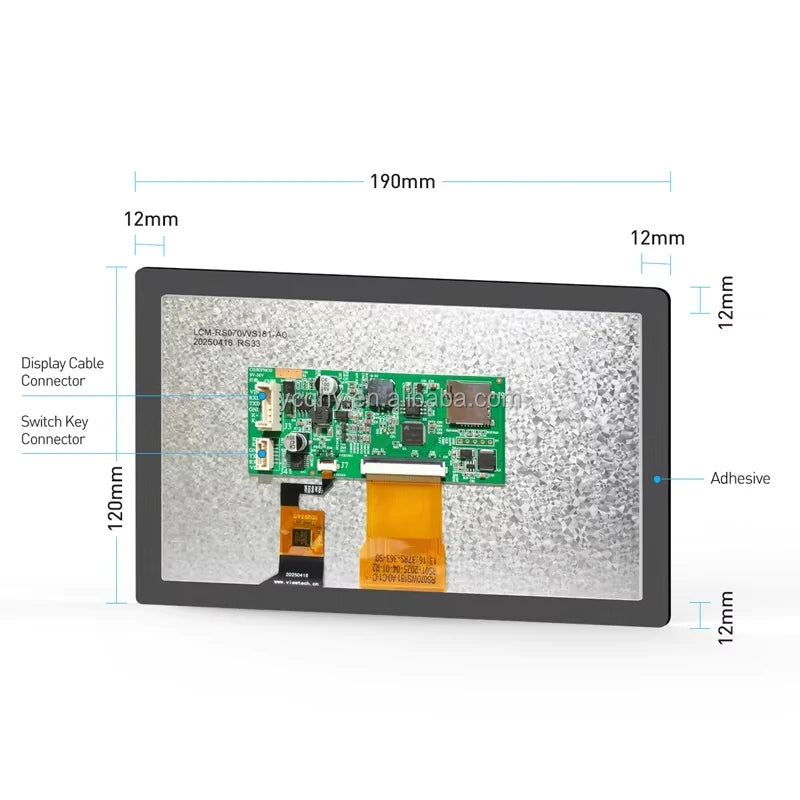 JIKONG 7.0 Inch Touch Screen LCD Display LCD-7.0-TTL-P for JK Smart BMS PB Series V19 Active Balancer Battery Accessories