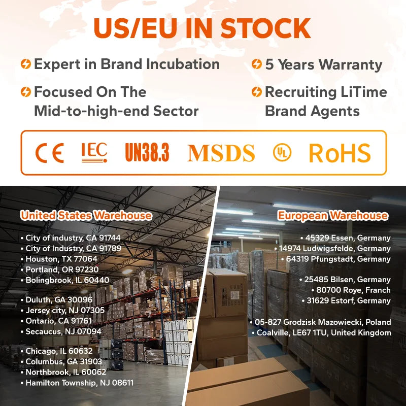 US Local Stock 12V 100Ah LiFePO4 Battery Deep Cycle Smart BMS Energy Storage for RV Marine Wholesale Distributor Supply