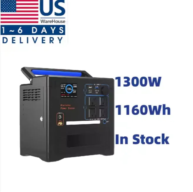 Seetek USA Warehouse 1300W Power Station Portable Lithium Battery Rechargeable Emergency Solar Generator DC Power Source