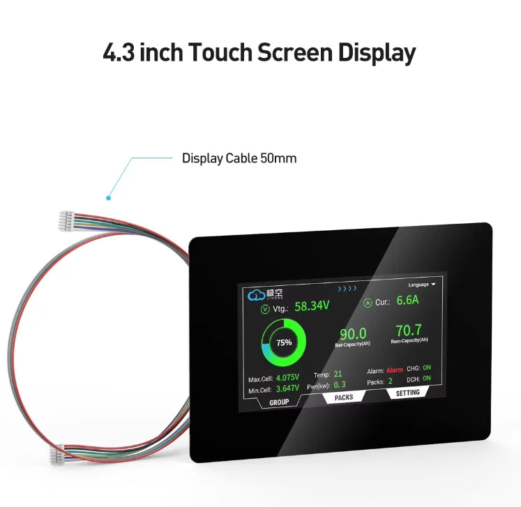 JIKONG LCD-4.3-TTL-P 4.3" LCD Touch Screen BMS PCBA for JK Battery Charging