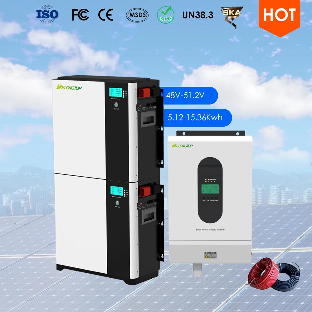 Delongtop All in One 5Kwh LifePO4 Battery + Inverter 5Kva Solar 48V 100Ah Lithium Battery 10Kwh 15Kwh for Energy Storage System