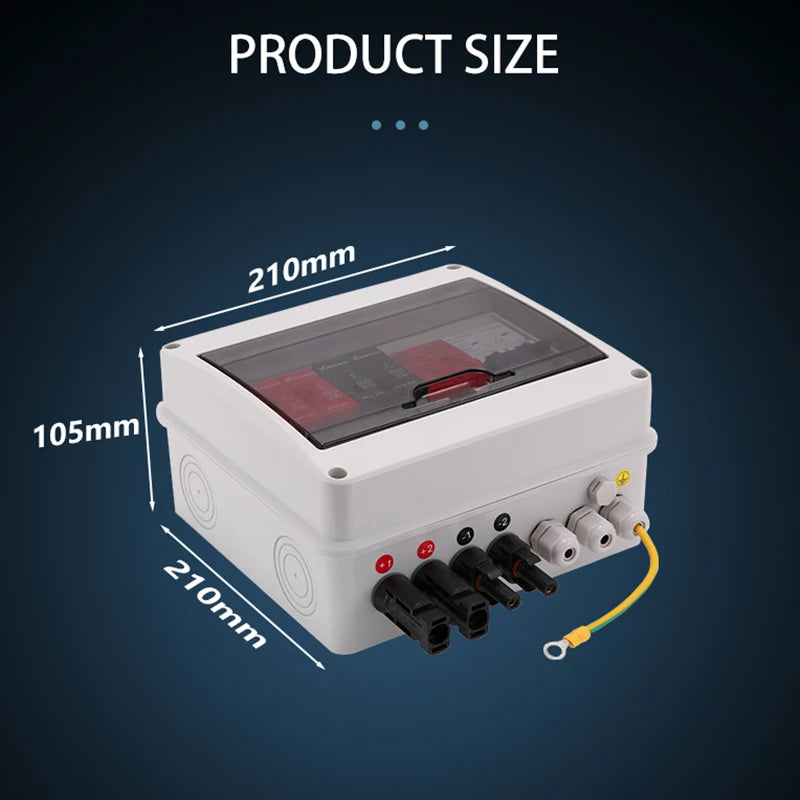 XIONGISOLAR Outdoor Waterproof IP65 DC Combiner Box for Solar Panel 2 Strings 2 1 600V 63A Circuit Breaker Surge Lightning