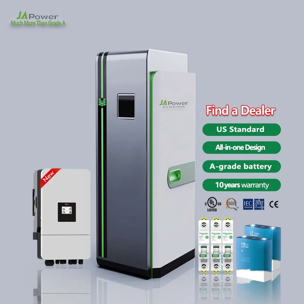 JApower Hybrid 10kw 20kW 314Ah 300Ah 70kWh All in One Split Phase Solar Energy Storage Cabinet Battery Inverter System for Home