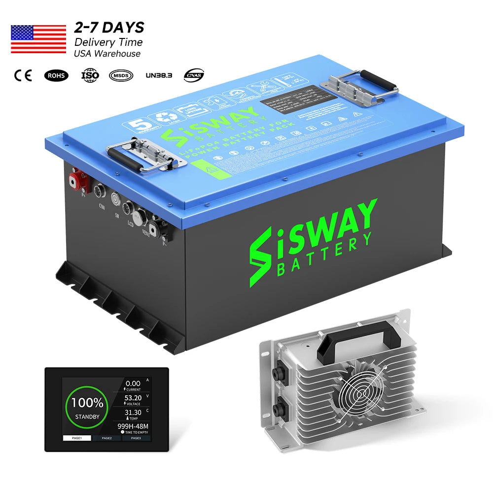 48V 105ah Golf Cart Lithium Battery and Charger, LCD Display, 200A BMS  Stock in the US, Quick Delivery, Five-year Warranty