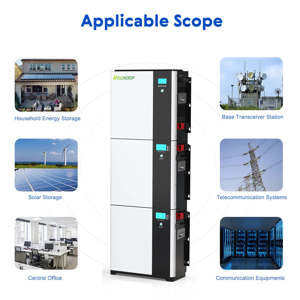 Delongtop All in One 5Kwh LifePO4 Battery + Inverter 5Kva Solar 48V 100Ah Lithium Battery 10Kwh 15Kwh for Energy Storage System