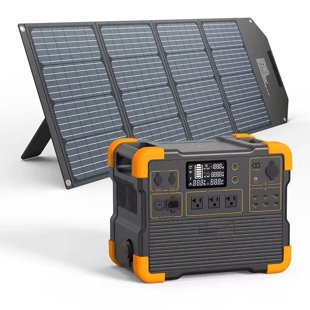 Solar Energy System Portable Power Supply Pure Sine Wave 1500W Power Station with Fold Solar Panels