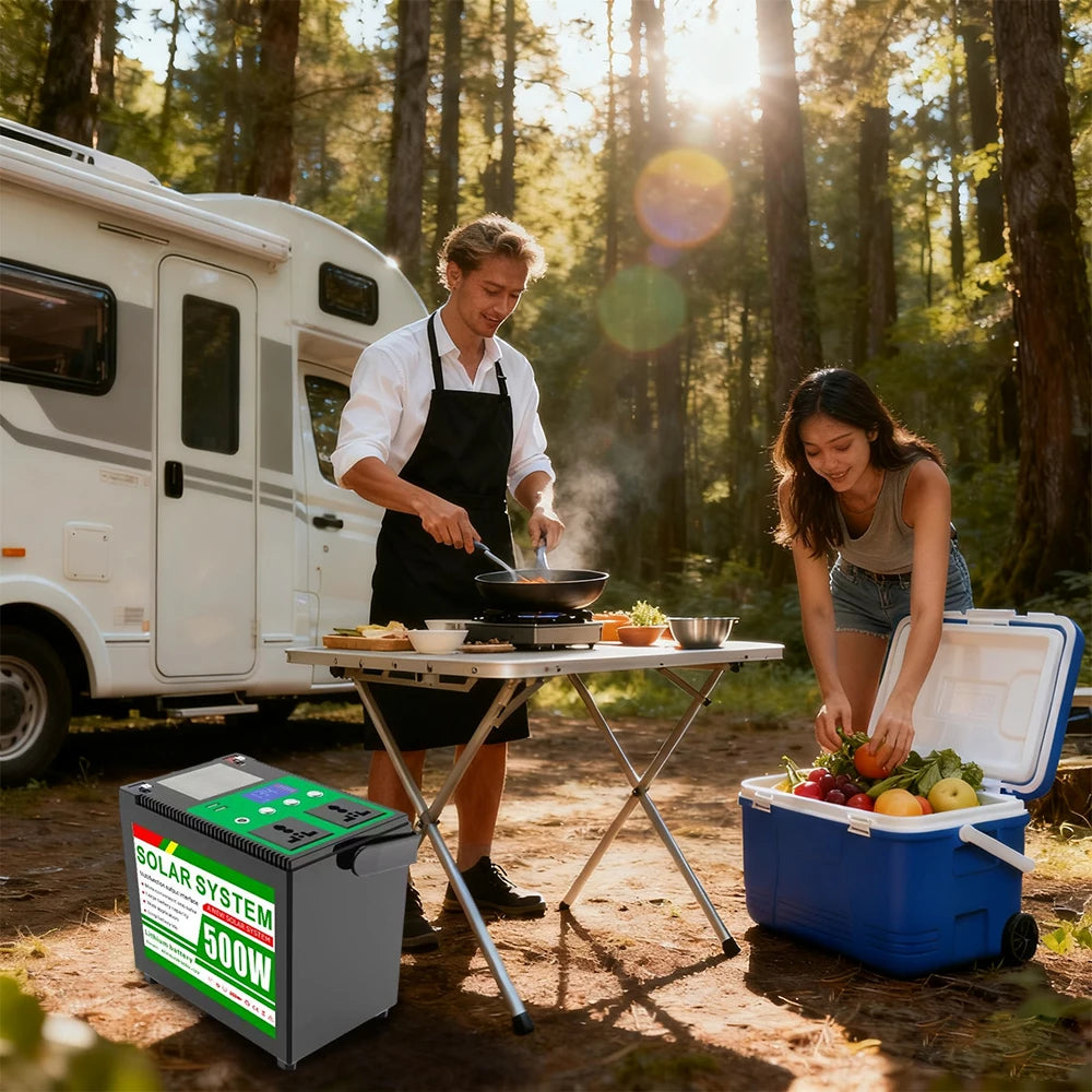 Outdoor Portable Camping LiFePO4 Battery 500W Rechargeable Solar Generator Home Emergency Backup Power System External Battery