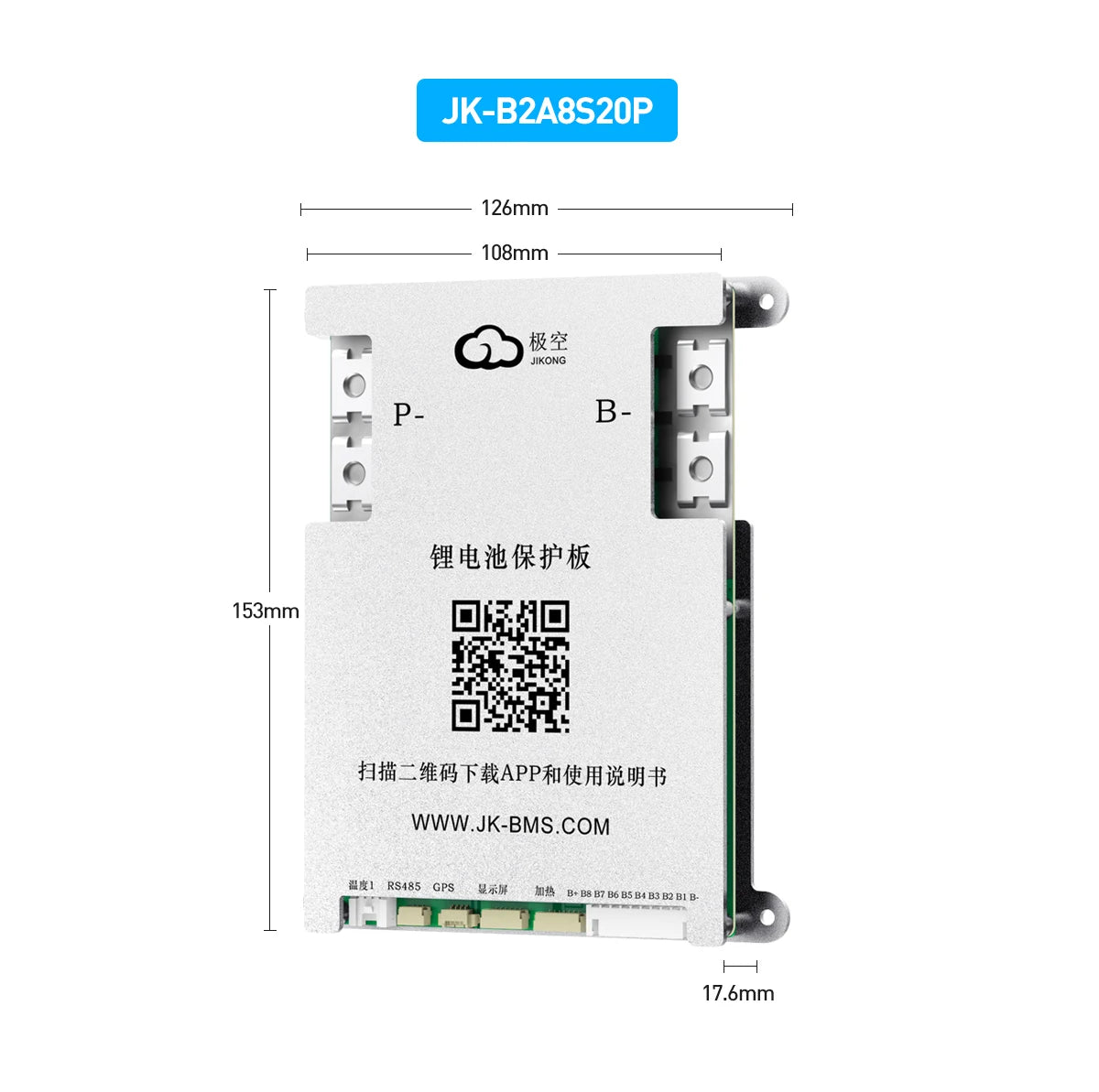 JK-BD6A17S6P JIKONG Active Balanced 17S 20S 24S Smart 200A Lifepo4 Li-Ion Lto Battery BMS PCB CE/FCC/RoHS Certified Power/