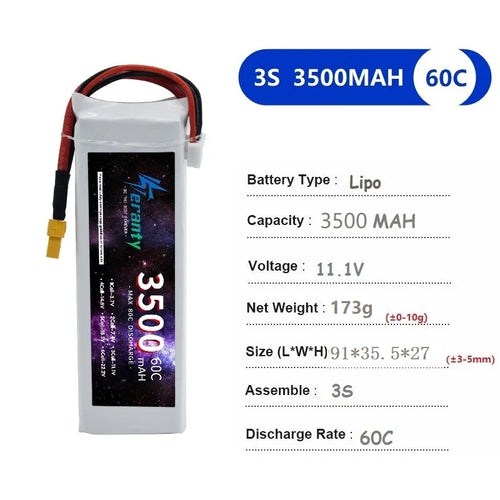 3500MAH Battery 11.1V 3S 60C LiPo Battery T JST/XT60 XT30 Plug for RC Drone Car Airplane Helicopter Toy Accessories Lipo Battery PRIME RJ SOLAR PH