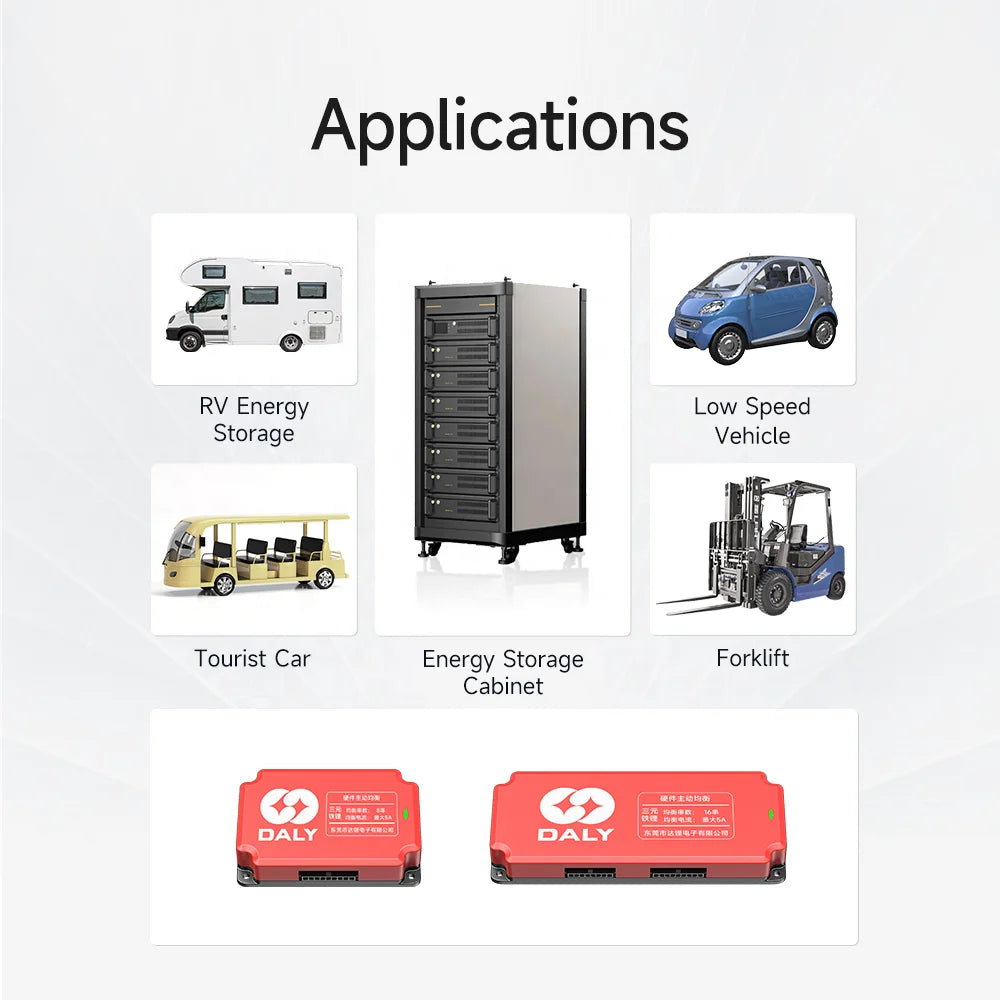 Daly Li-ion LifePO4 Lithium LFP Battery Tourist Car Energy Storage Cabinet System 3S 4S 12V 8S 24V 16S 48V 5A Active Balancer