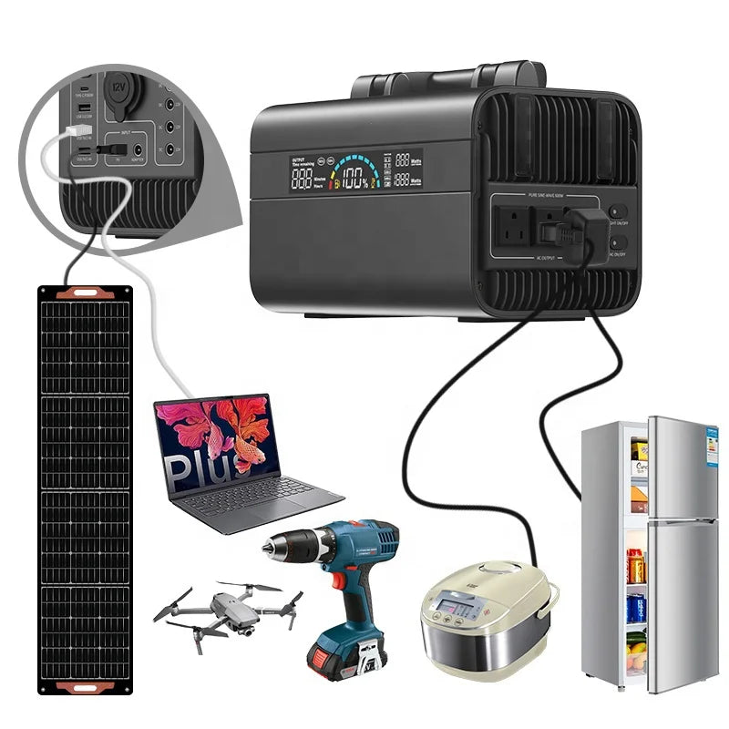 Portable Power Station Solar Bank 300W/600W/1000W LiFePO4 Battery for Laptop & Car Use with Pure Sine Wave Inverter PRIME RJ SOLAR PH