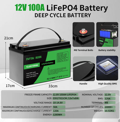 12V 100AH LiFePO4 Lithium Ion Batteries Germany EU WAREHOUSE 100A BMS Suitable for Camping, RV,home Solar Energy System