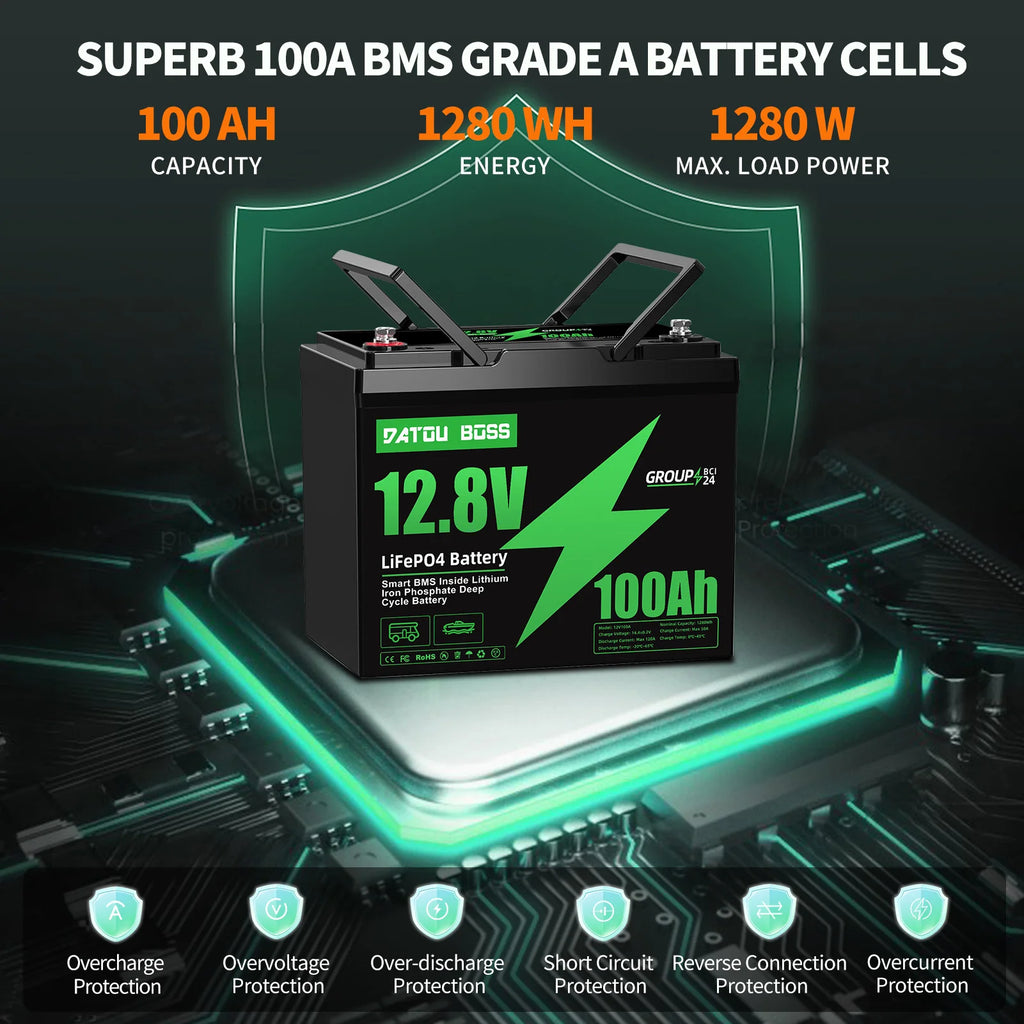 12V 100AH LiFePO4 Lithium Ion Batteries Germany EU WAREHOUSE 100A BMS Suitable for Camping, RV,home Solar Energy System