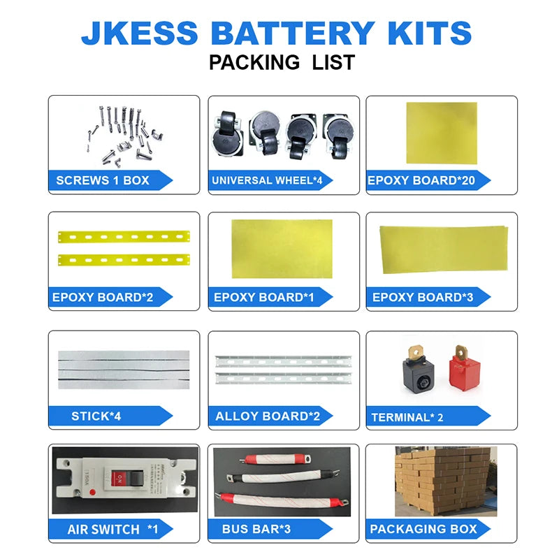 EU Stock JK ESS 48V 16S Lifepo4 Battery Box With JK BMS V19 200A | for 280Ah 314Ah Cells | 51.2V 15kWh DIY ESS Home Storage