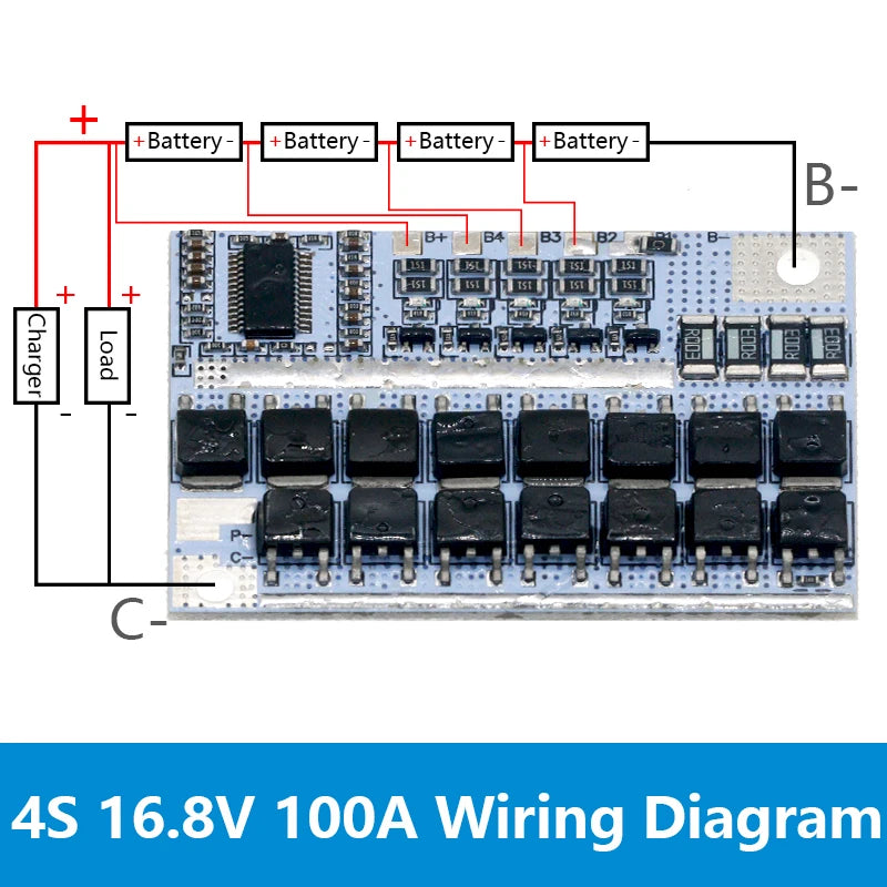 12V 16.8V 21V 100A Li-Ion Li-Polymer Battery Protection Circuit Board 3s/4s/5s BMS LMO Ternary Charging Module for Multi-Cell