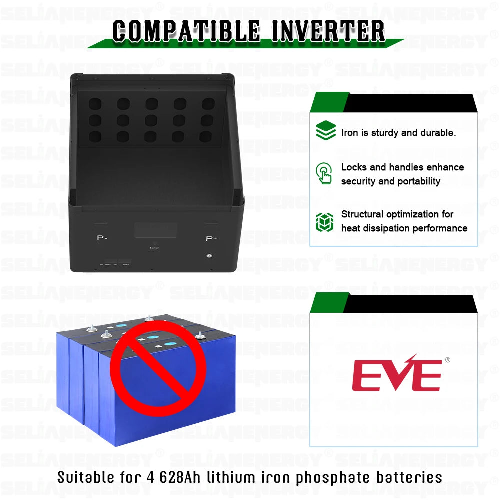 EU Stock MB56 4S 12V 628Ah 8kWh LiFePO4 Battery DIY Kit with JK 16S 300A Smart BMS for EVE MB56 Cells Power Storage Box