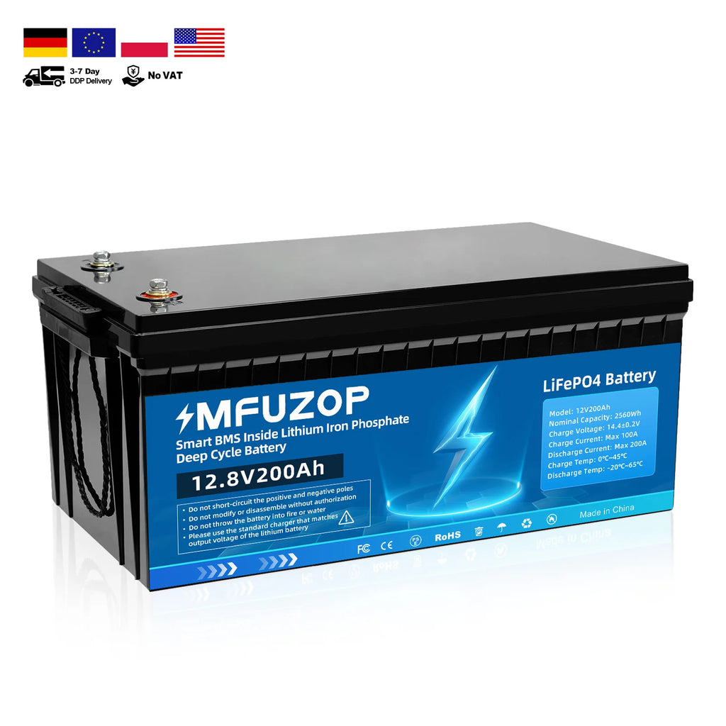 EU UA STOCK NO TAX 12V 24V Solar Battery Lifepo4 Battery 100Ah 200Ah 300Ah Lithium Ion Batteries Pack for Fishing Bait Boats PRIME RJ SOLAR PH