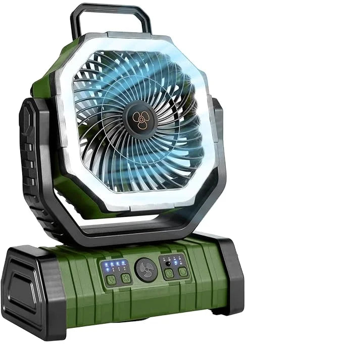 20000mAh Solar-powered Portable Rechargeable Outdoor Camping Fan with Lights