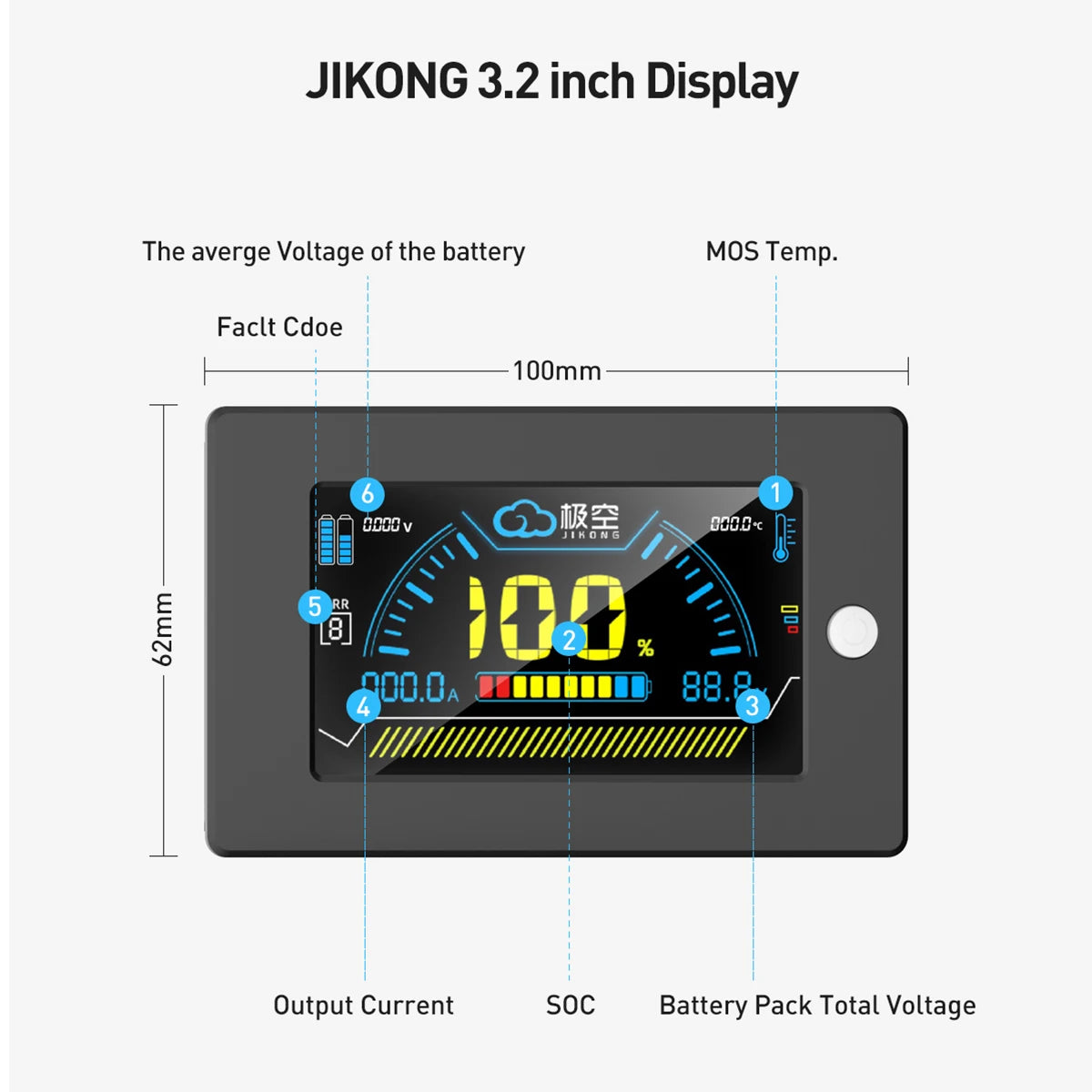 JIKONG Jk BMS Accessories 3.2 Inch  4.3 Inch Touch Screen Bms Adapter RS485 BT Cable  Metal Core PCB Jk Bms Lcd Display