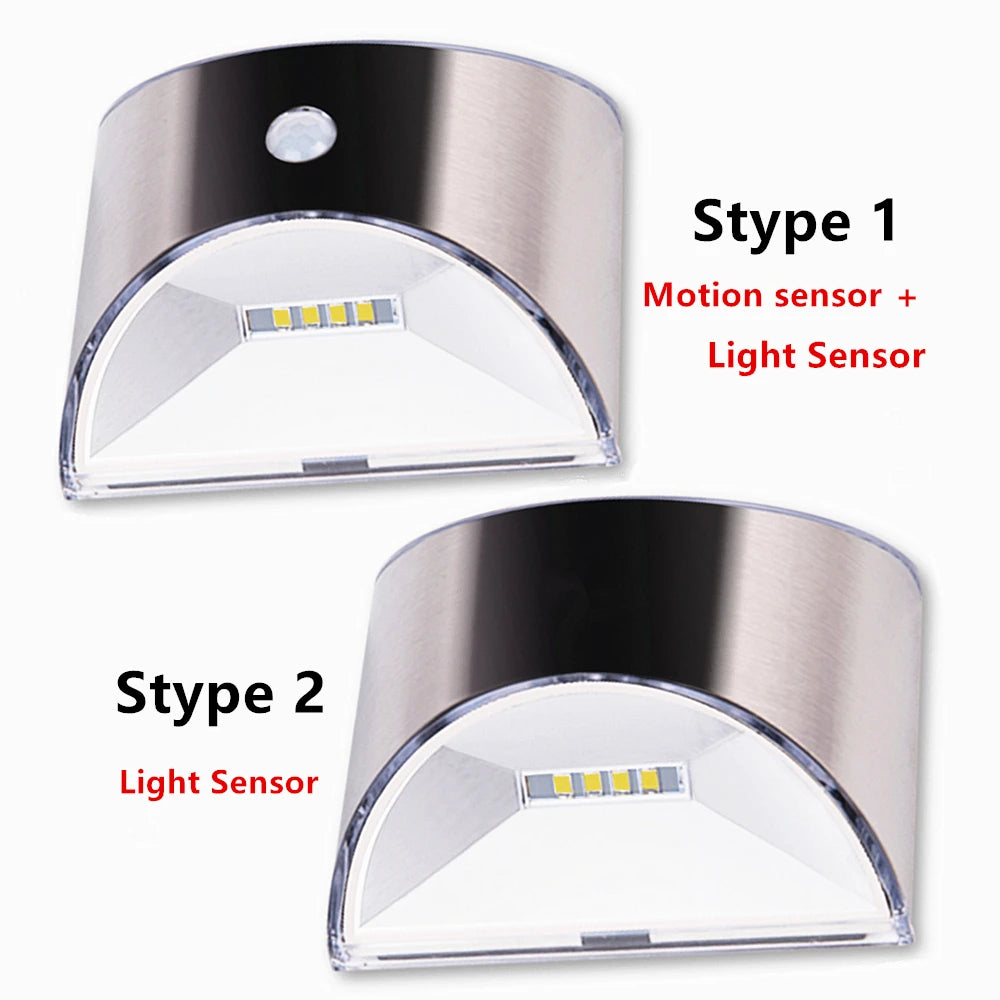 Hot Sell Solar Light LED Solar Wall Lamp PIR Motion Sensor Stainless Steel Shell Lighting For Outdoor Garden Wall Fence Stair