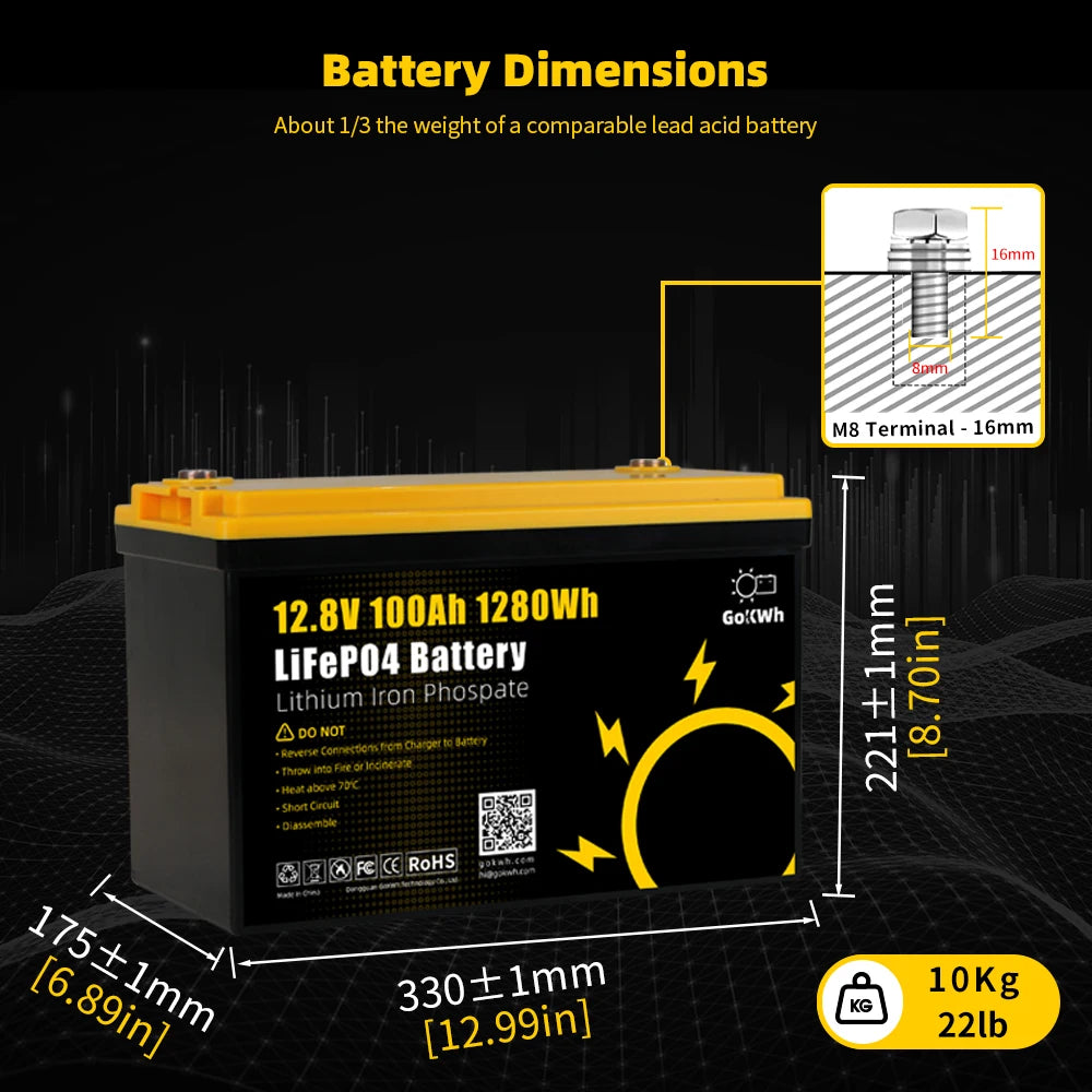 Polish Warehouse Germany Poland 12V 24V 100Ah 200Ah 300Ah Lifepo4 BYD IP65 12.8V Lithium Iron Phosphate RV Outdoor Solar Battery