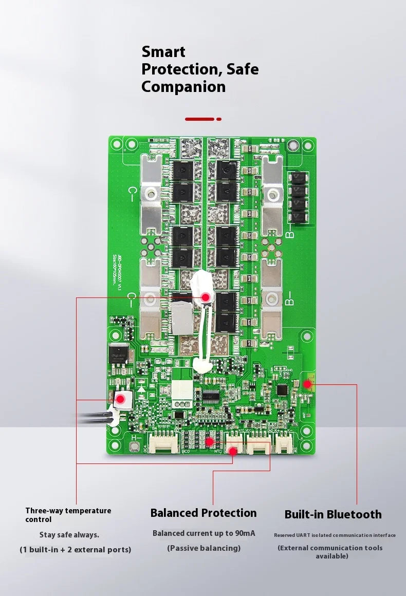 Smart BMS 4S 12V Lithium Battery Starter 100/150A LiFePO4 RV Energy Storage 100% Protection Board 1 oz Copper 1.6mm Thick PCB