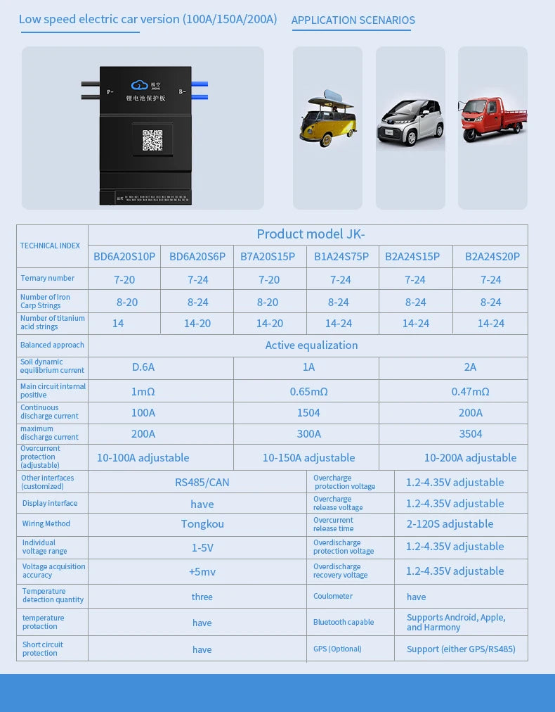 JK BMS Smart with Bluetooth for Lifepo4 Battery Li-ion Battery LTO Battery with Active Balancer 4S 16S 24S for Energy Storage