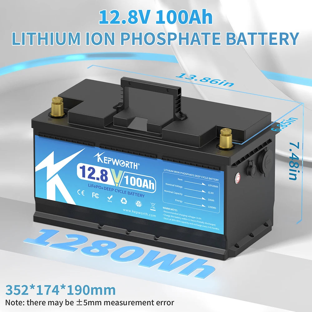 EU/US/CA Stock Kepworth 12.8v 100Ah 120Ah 180Ah Lifepo4 Battery Lithium Ion Battery Pack 12v Lithium Battery Solar With Charger